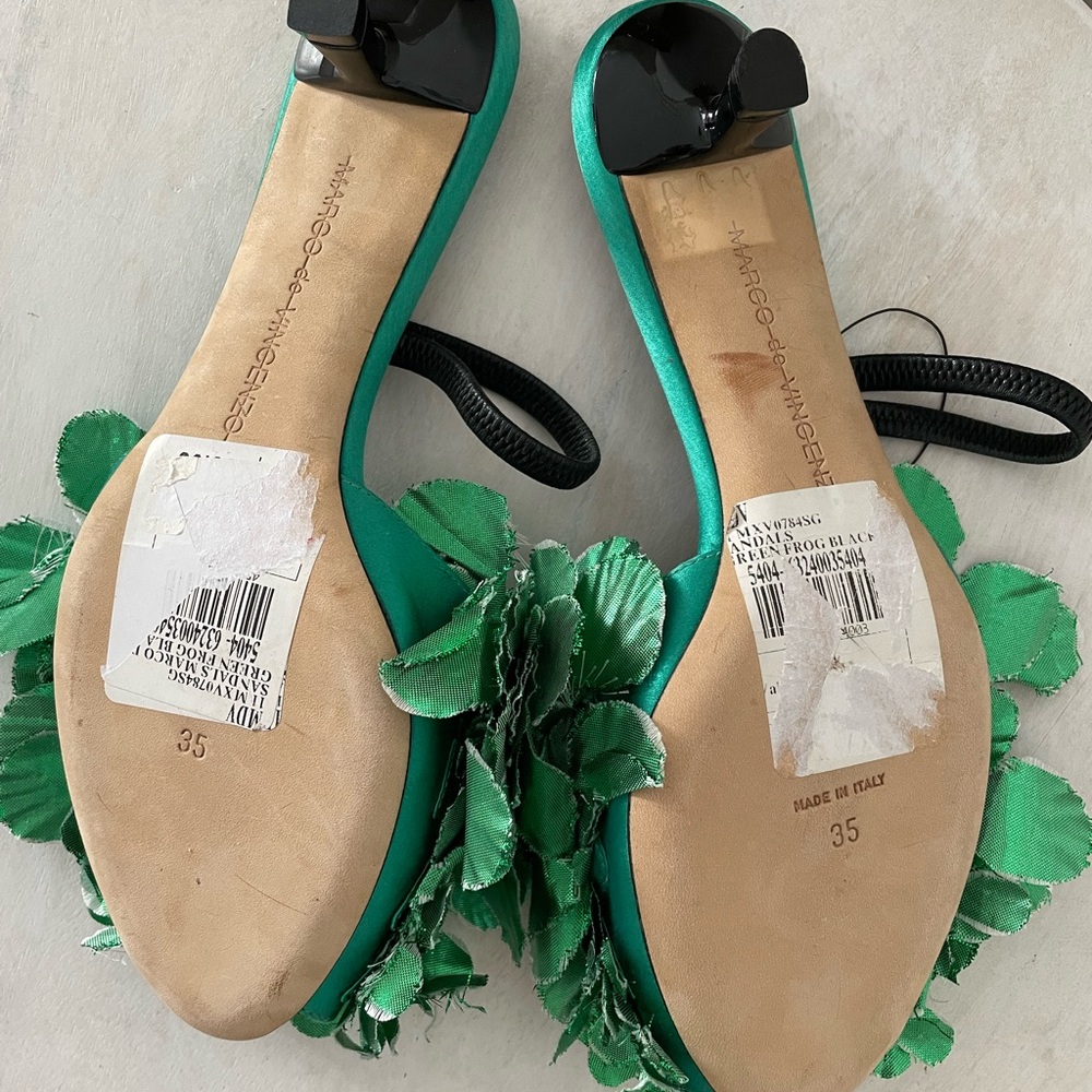Marco De Vincenzo Green Slingback Sandals Size 35/5 - Picture 4 of 9